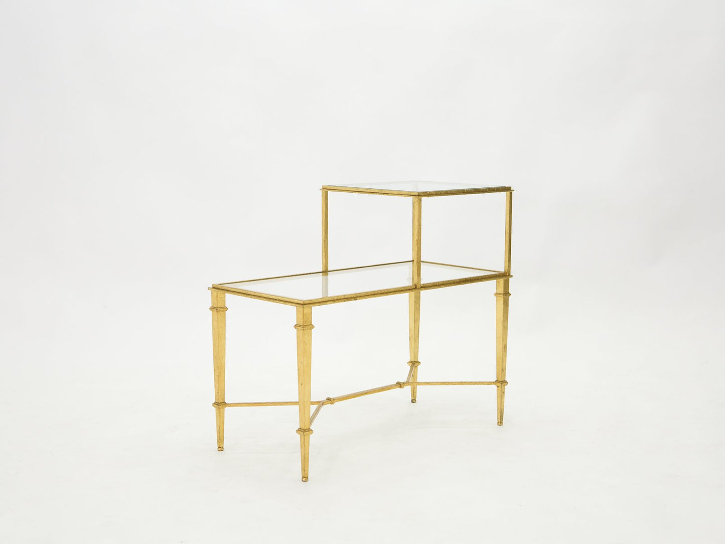 Gilded Wrought Iron End Table by Roger Thibier, 1960s