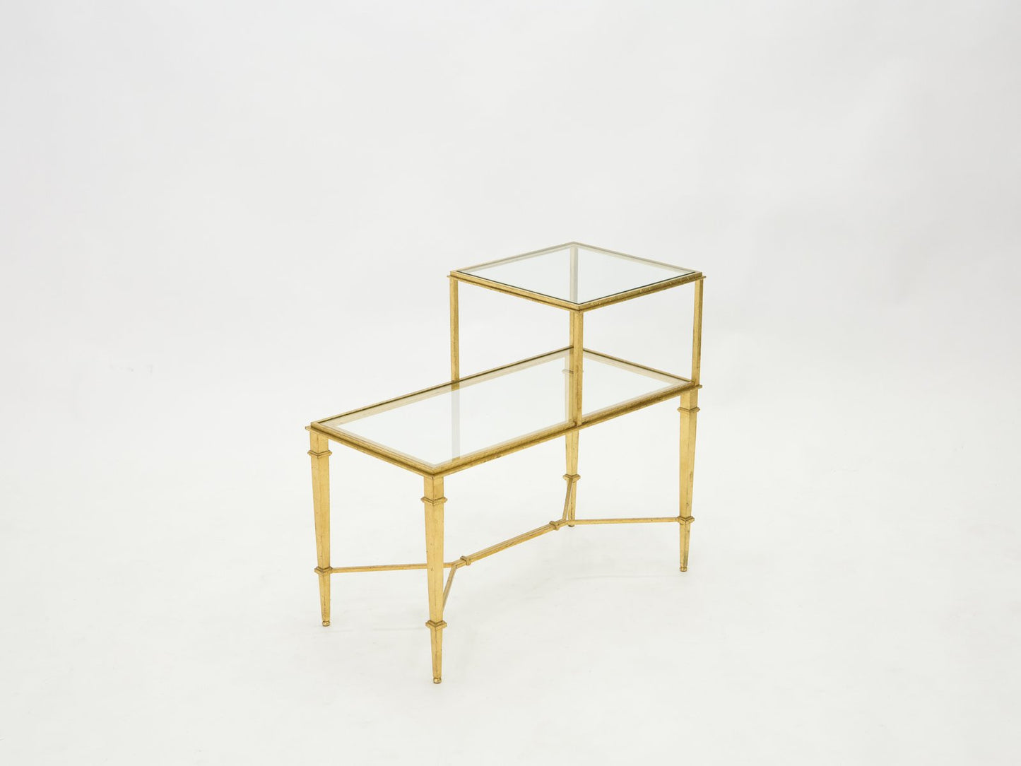 Gilded Wrought Iron End Table by Roger Thibier, 1960s