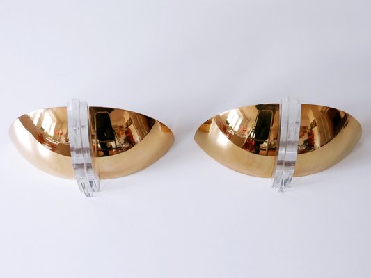 Gilt Brass & Acrylic Glass Wall Lights, Germany, 1980s, Set of 2-WPT-1746309