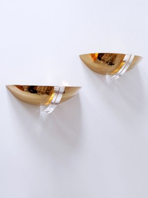 Gilt Brass & Acrylic Glass Wall Lights, Germany, 1980s, Set of 2-WPT-1746309