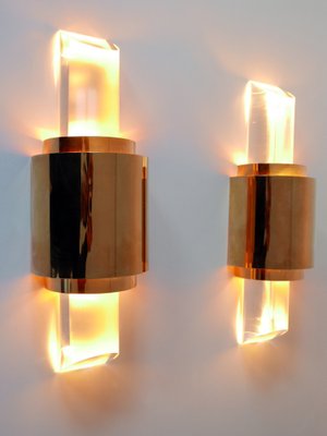 Gilt Brass & Acrylic Glass Wall Lights, Germany, 1980s, Set of 2-WPT-1746256