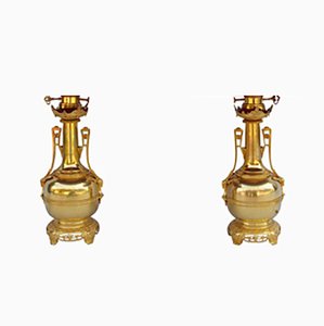 Gilt Brass and Bronze Bottle-Shaped Lamps, 1880s, Set of 2-CEJ-488247