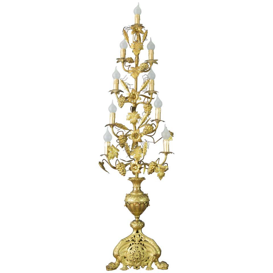 Gilt Brass and Bronze Electrified French Candelabra