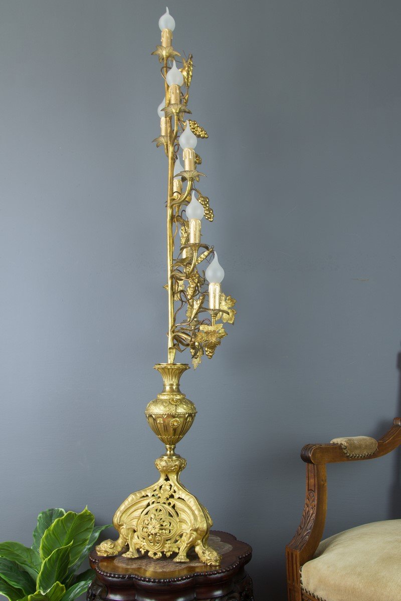 Gilt Brass and Bronze Electrified French Candelabra