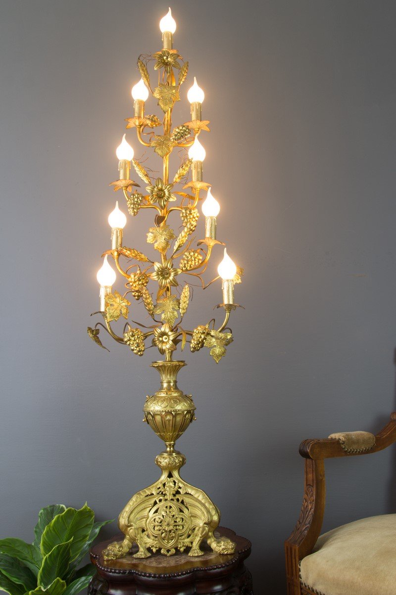 Gilt Brass and Bronze Electrified French Candelabra