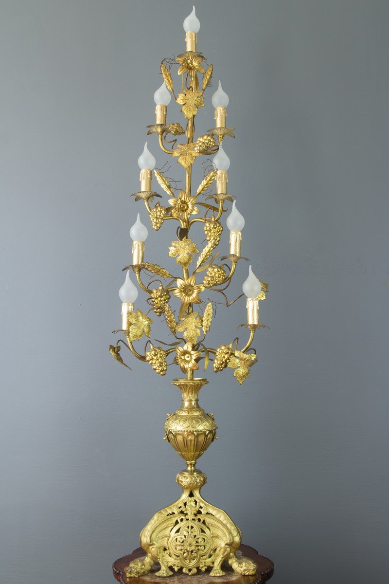 Gilt Brass and Bronze Electrified French Candelabra