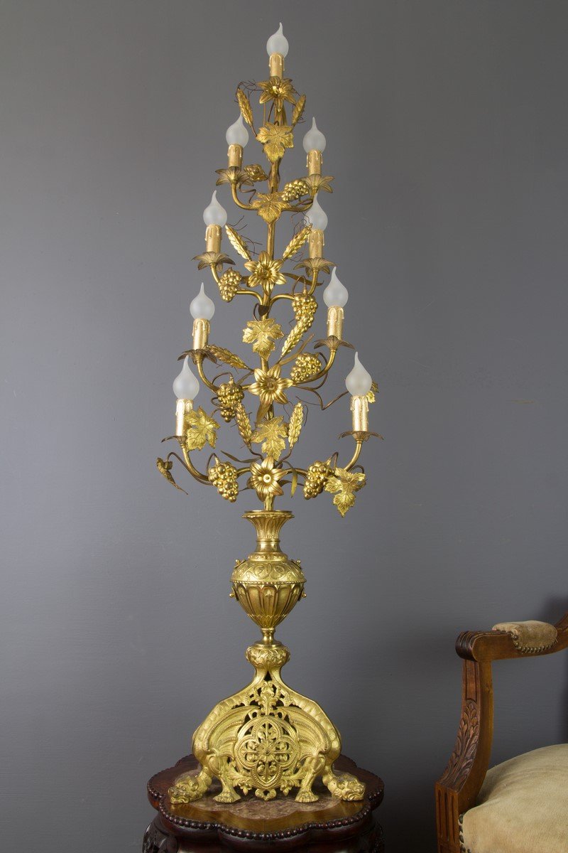 Gilt Brass and Bronze Electrified French Candelabra