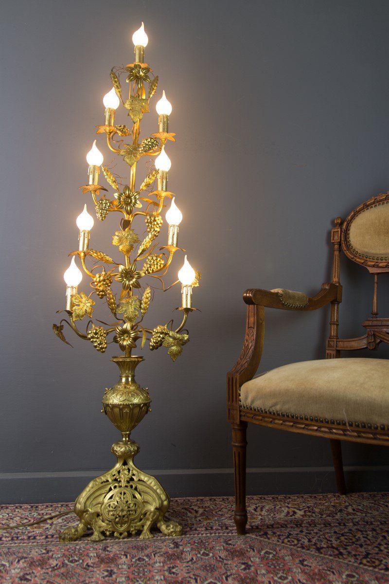 Gilt Brass and Bronze Electrified French Candelabra