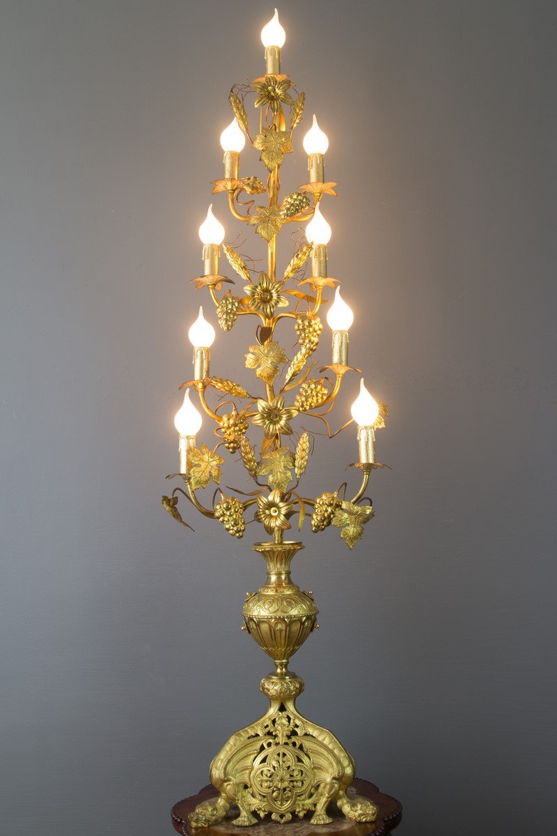 Gilt Brass and Bronze Electrified French Candelabra