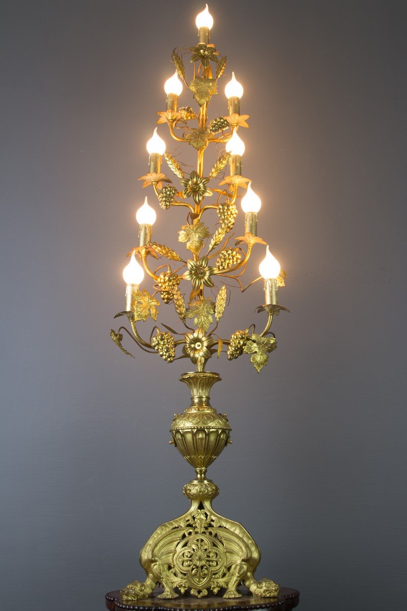 Gilt Brass and Bronze Electrified French Candelabra