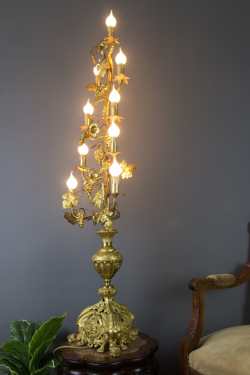 Gilt Brass and Bronze Electrified French Candelabra