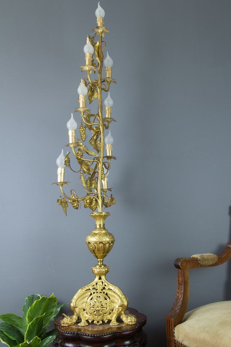 Gilt Brass and Bronze Electrified French Candelabra