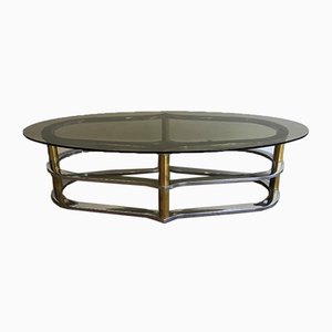 Gilt Brass and Chrome Coffee Table, France, 1960s-BA-658558