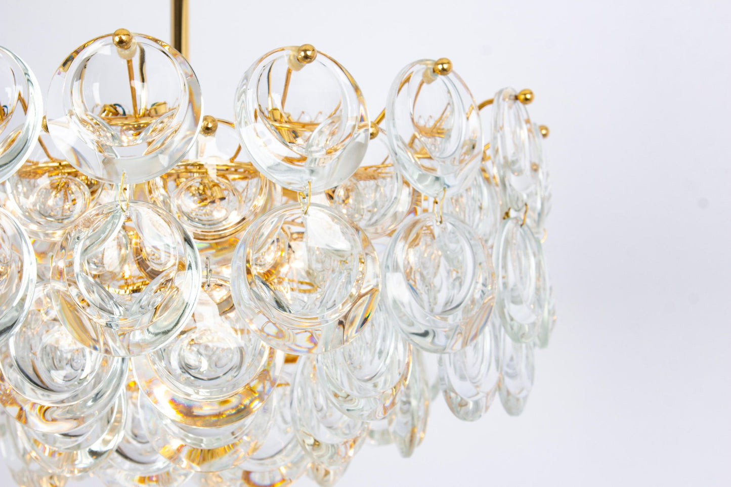 Gilt Brass and Crystal Chandelier by Palwa, 1970s