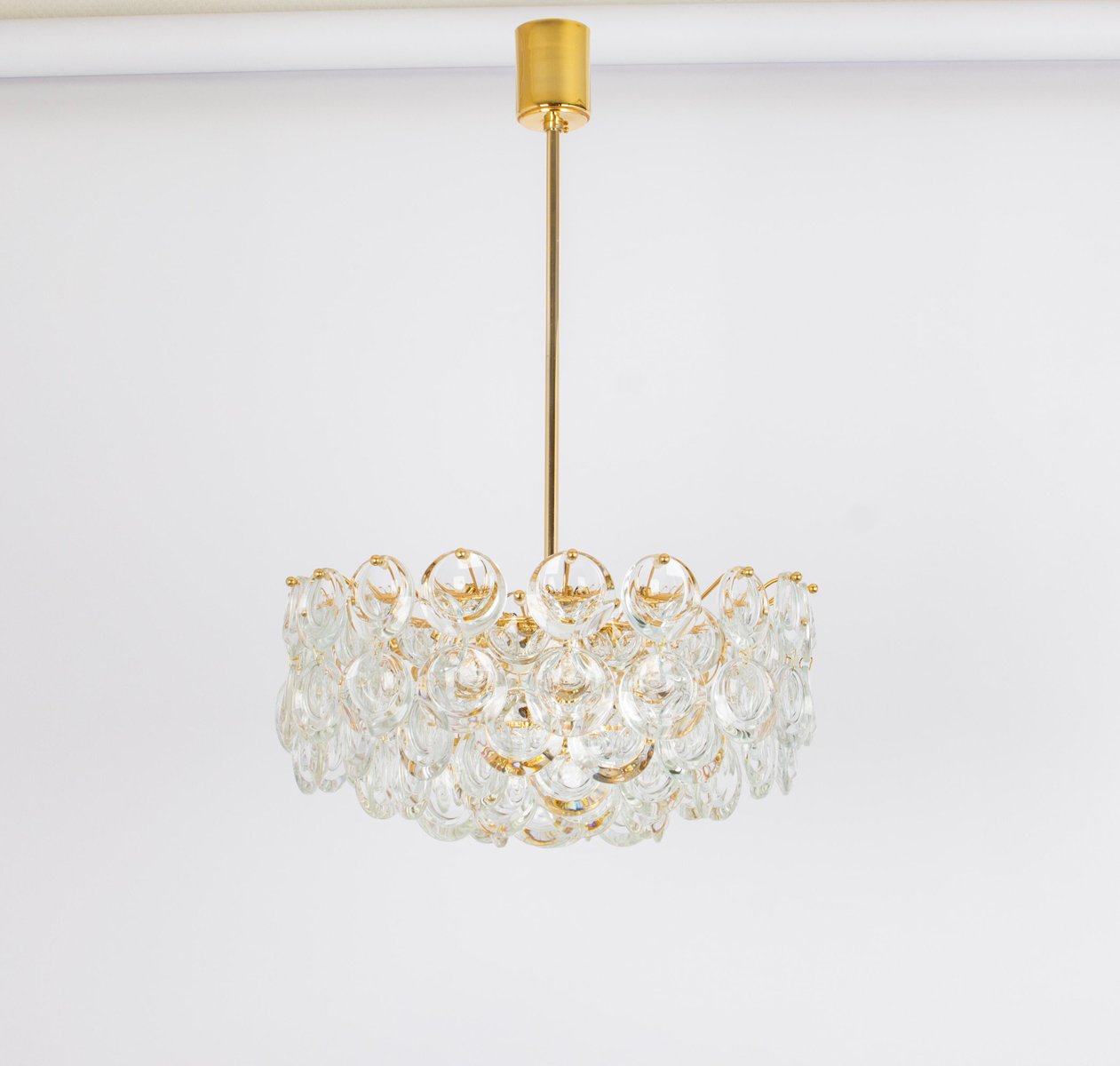 Gilt Brass and Crystal Chandelier by Palwa, 1970s