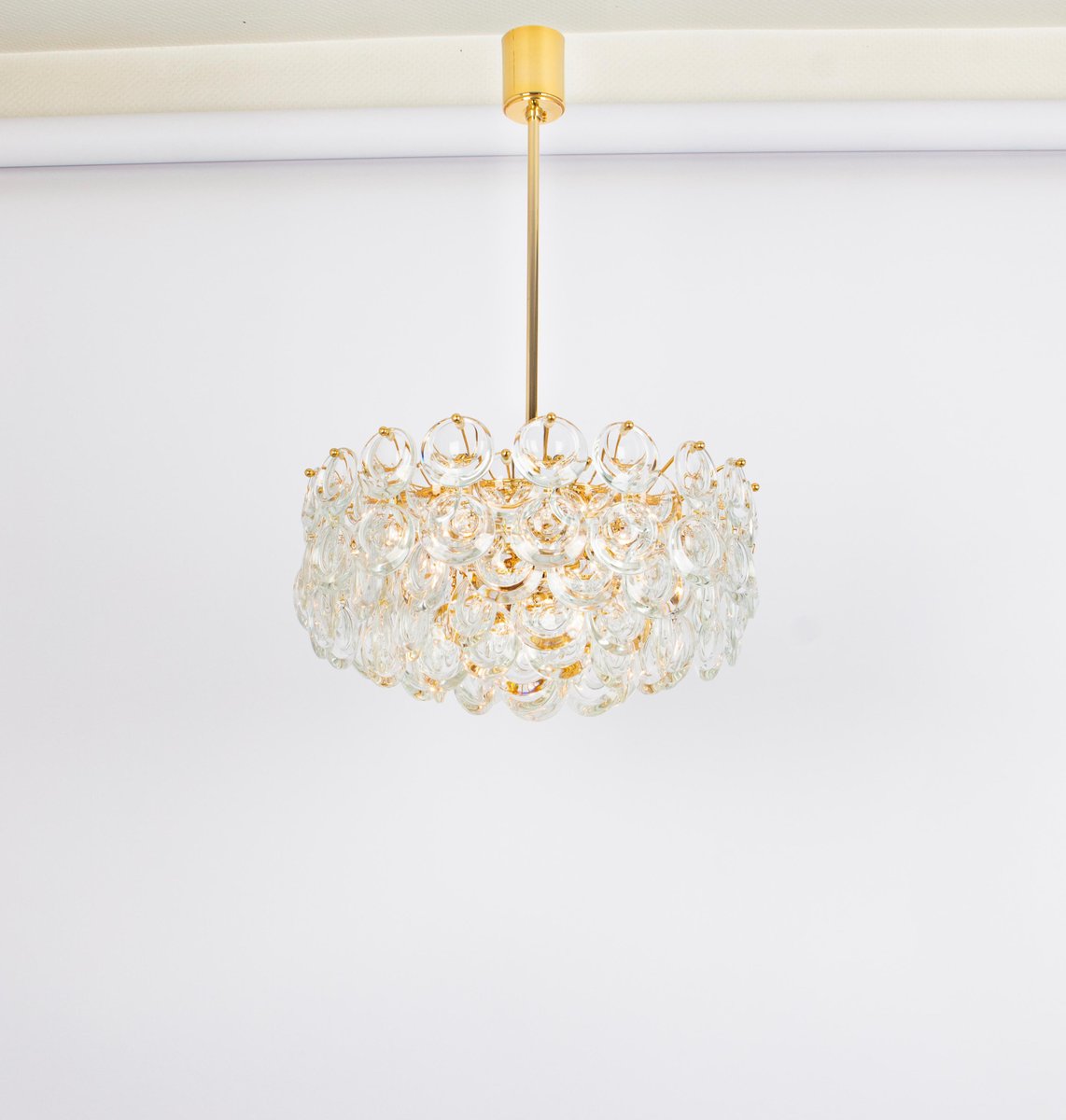 Gilt Brass and Crystal Chandelier by Palwa, 1970s