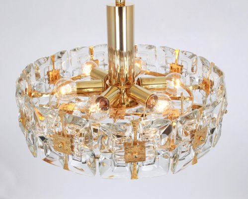 Gilt Brass and Crystal Chandelier by Sciolari for Palwa, Germany, 1970s-UGR-1085646