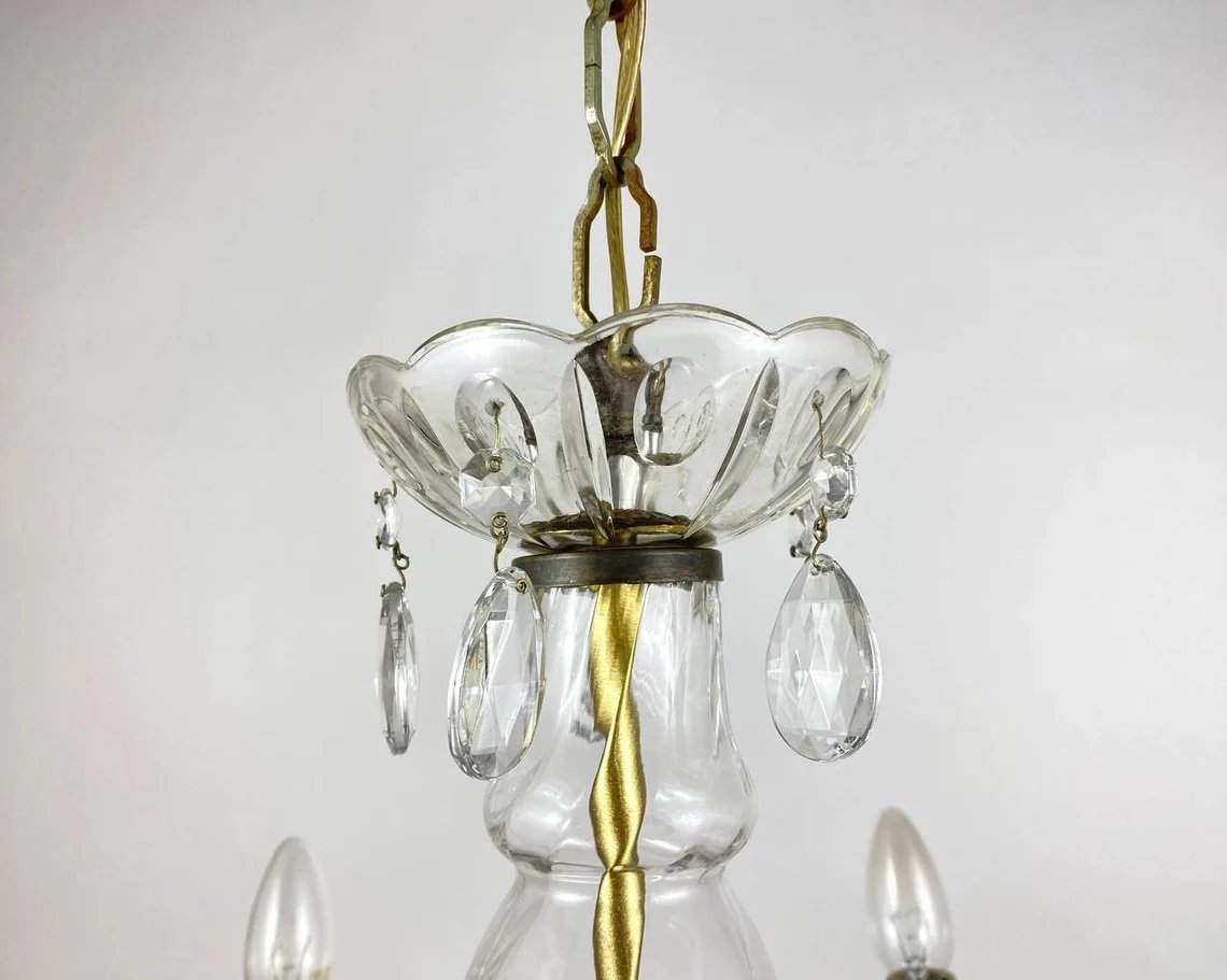 Gilt Brass and Crystal Chandelier from Maria Theresa, 1960s