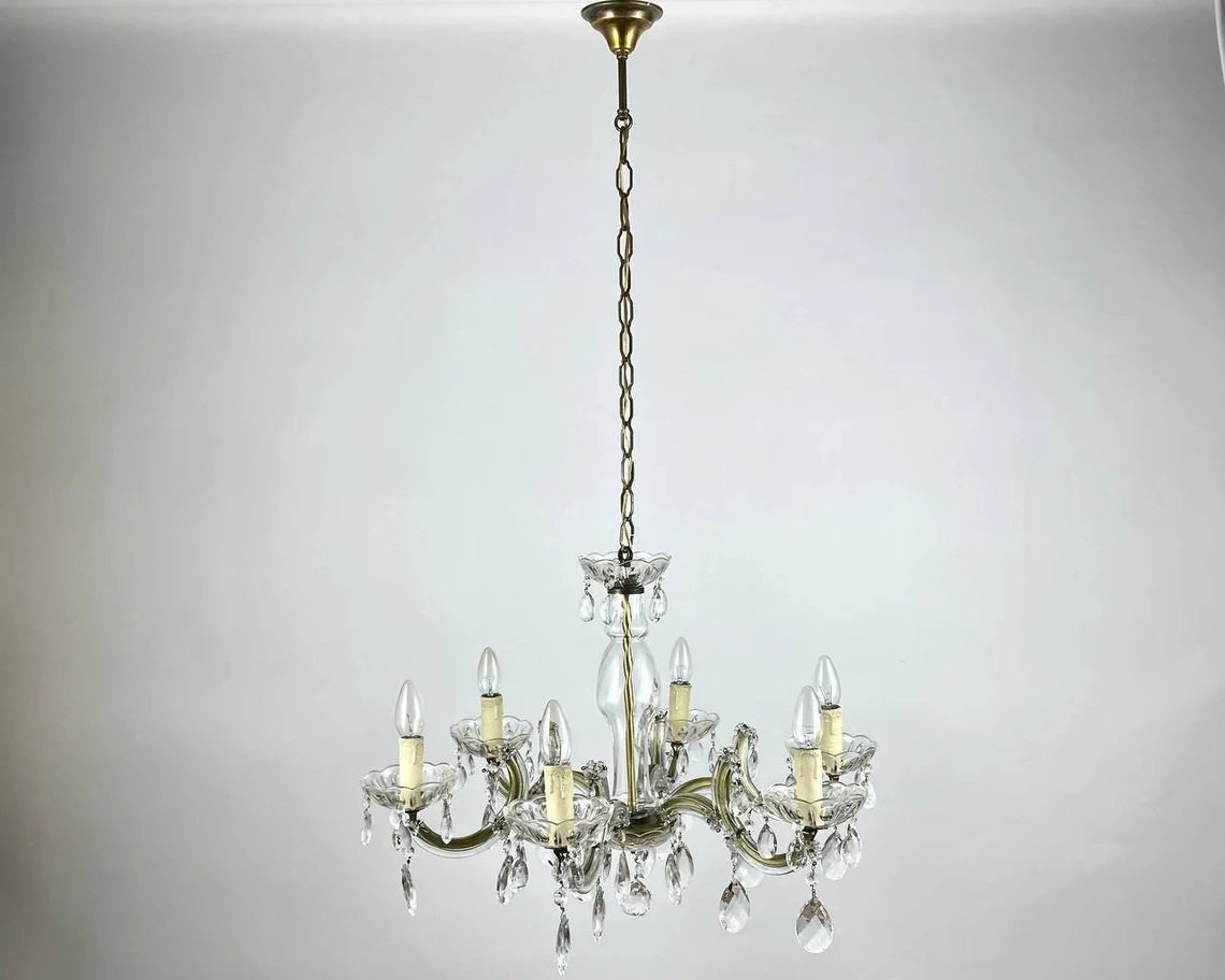 Gilt Brass and Crystal Chandelier from Maria Theresa, 1960s