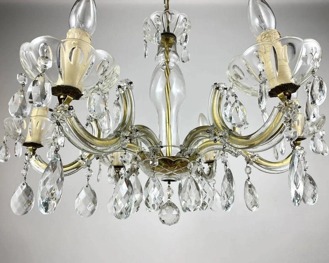 Gilt Brass and Crystal Chandelier from Maria Theresa, 1960s