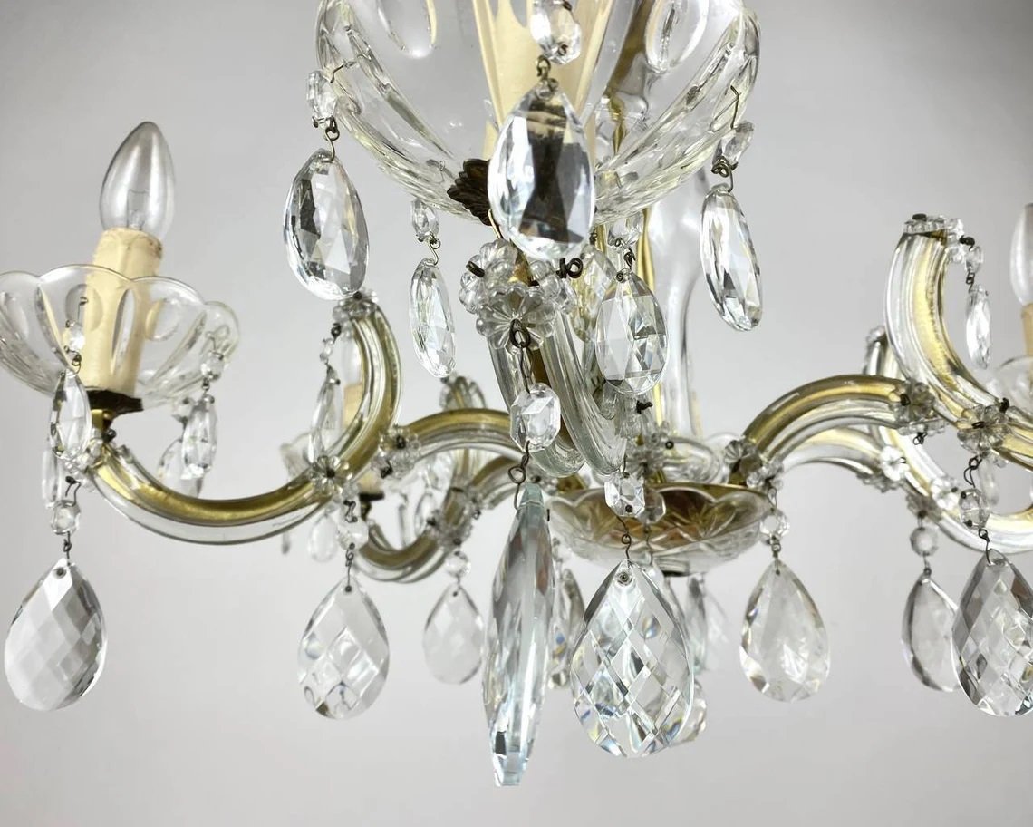 Gilt Brass and Crystal Chandelier from Maria Theresa, 1960s