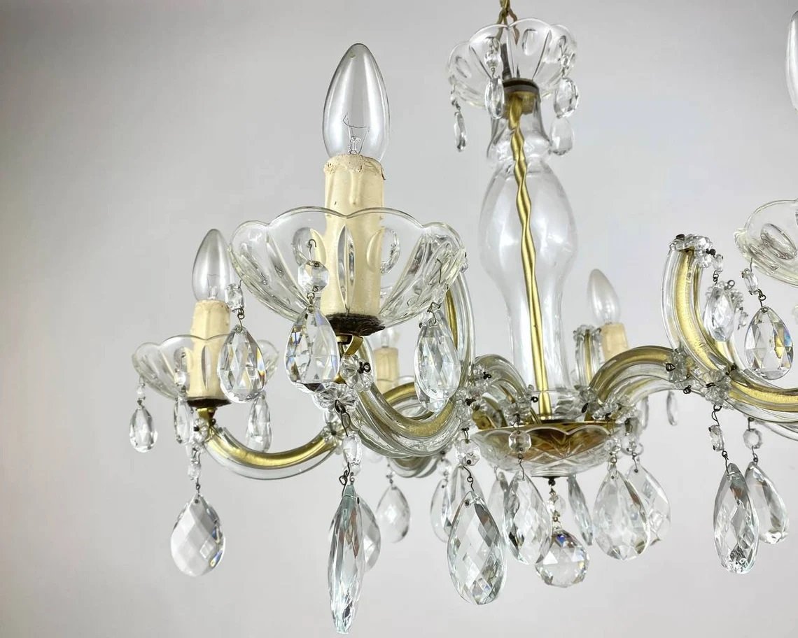 Gilt Brass and Crystal Chandelier from Maria Theresa, 1960s