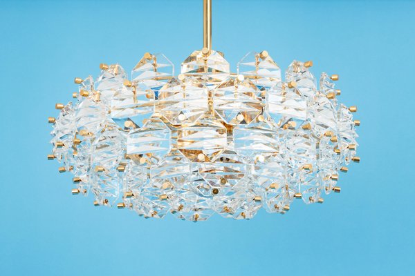 Gilt Brass and Crystal Glass Chandelier by Kinkeldey, Germany, 1970s-UGR-1086342