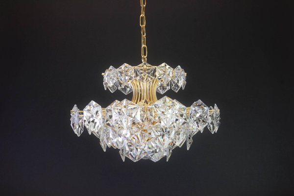 Gilt Brass and Crystal Glass Chandelier by Kinkeldey, Germany, 1970s-UGR-1085428