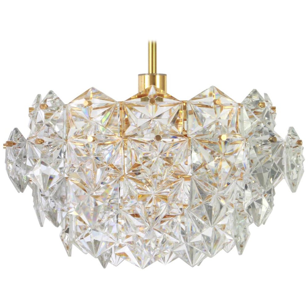 Gilt Brass and Crystal Glass Chandelier from Kinkeldey, Germany, 1970s