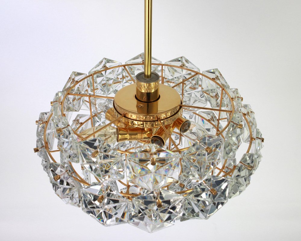 Gilt Brass and Crystal Glass Chandelier from Kinkeldey, Germany, 1970s