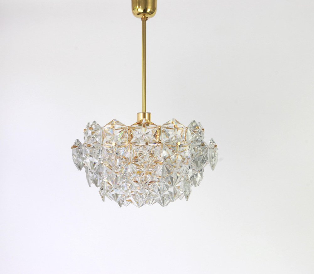 Gilt Brass and Crystal Glass Chandelier from Kinkeldey, Germany, 1970s