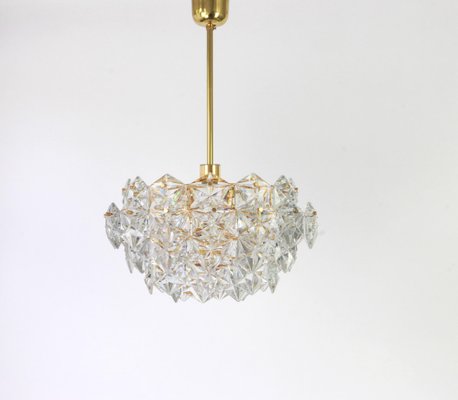 Gilt Brass and Crystal Glass Chandelier from Kinkeldey, Germany, 1970s-UGR-1085742