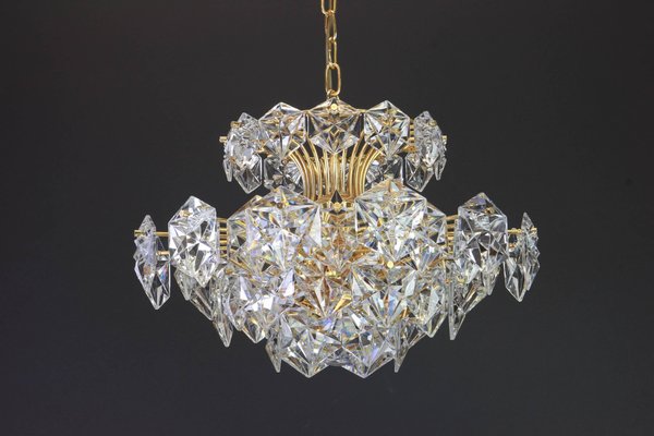 Gilt Brass and Crystal Glass Chandelier from Kinkeldey, Germany, 1970s-UGR-1085203