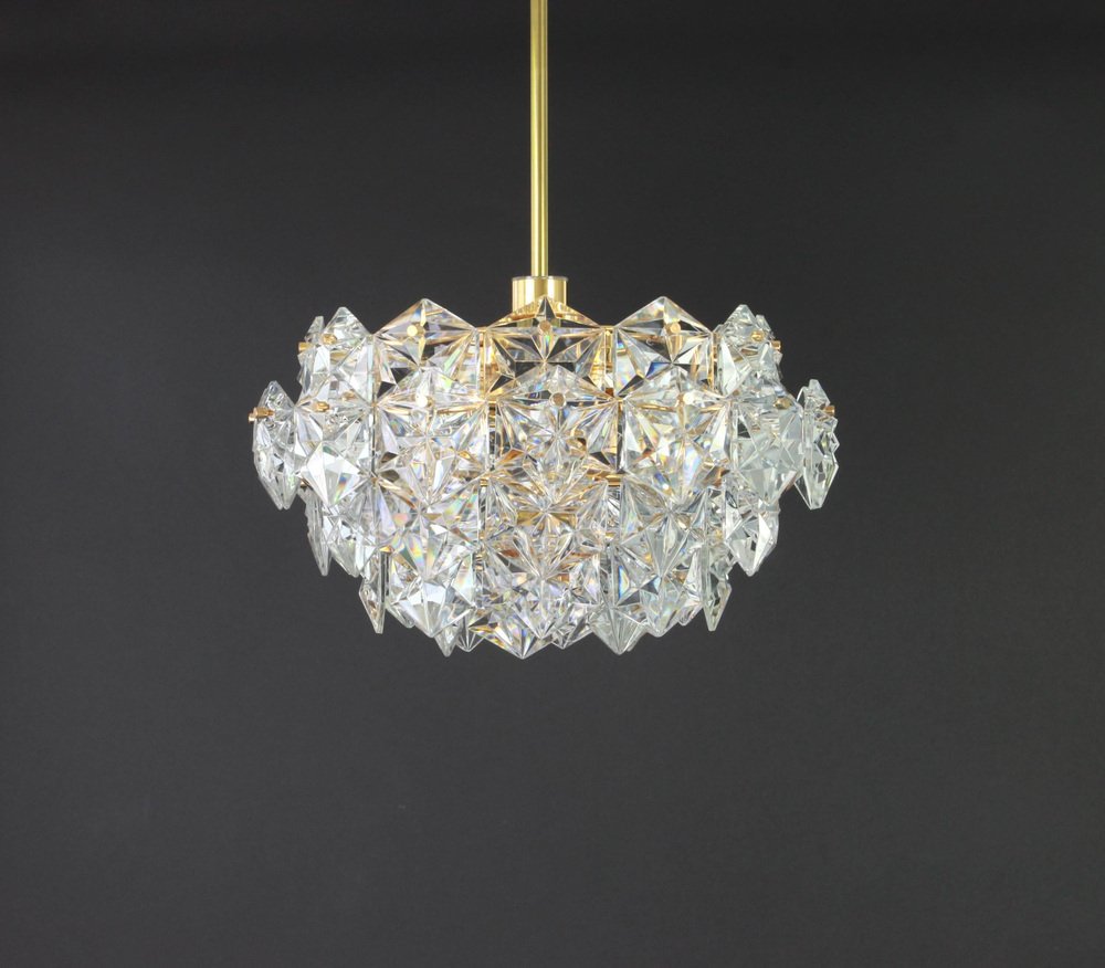 Gilt Brass and Crystal Glass Chandelier from Kinkeldey, Germany, 1970s