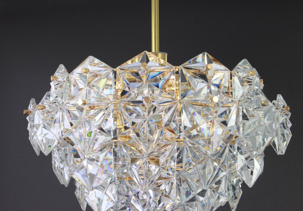 Gilt Brass and Crystal Glass Chandelier from Kinkeldey, Germany, 1970s