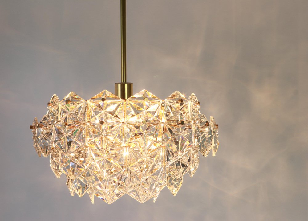 Gilt Brass and Crystal Glass Chandelier from Kinkeldey, Germany, 1970s