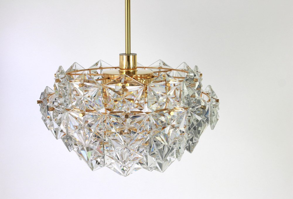 Gilt Brass and Crystal Glass Chandelier from Kinkeldey, Germany, 1970s