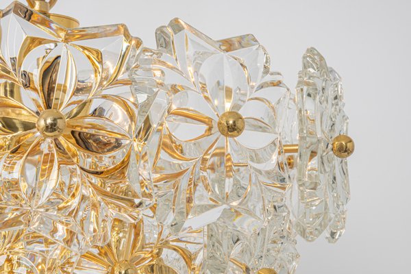 Gilt Brass and Crystal Glass Chandelier, Germany, 1970s-UGR-1085423