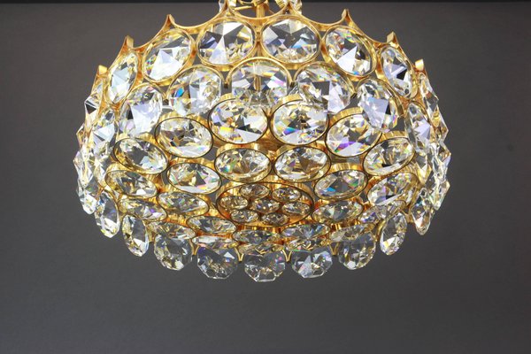 Gilt Brass and Crystal Glass Encrusted Chandelier from Palwa, Germany, 1970s-UGR-1085787