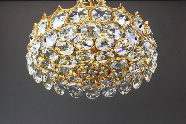 Gilt Brass and Crystal Glass Encrusted Chandelier from Palwa, Germany, 1970s-UGR-1085850