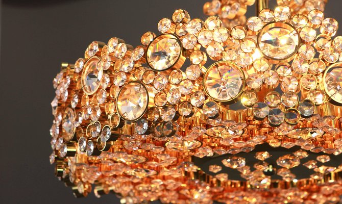 Gilt Brass and Crystal Glass Encrusted Chandeliers from Palwa, Germany, 1970s-UGR-1085377