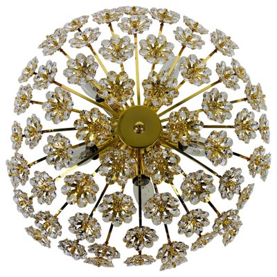 Gilt Brass and Crystal Glass Flush Mount from Palwa, Germany, 1970s-PUK-983728