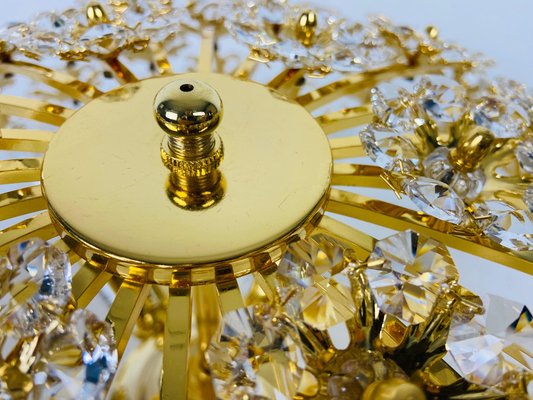 Gilt Brass and Crystal Glass Flush Mount from Palwa, Germany, 1970s-PUK-983728