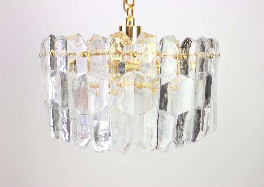 Gilt Brass and Crystal Glass Light Fixture Palazzo from Kalmar, Austria, 1970s