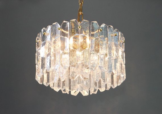 Gilt Brass and Crystal Glass Light Fixture Palazzo from Kalmar, Austria, 1970s