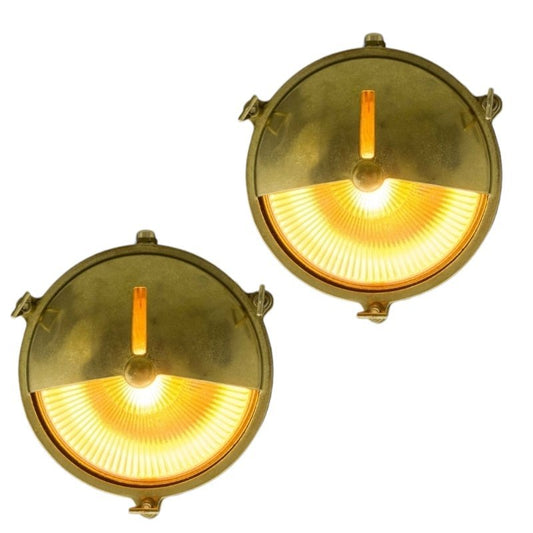 Gilt Brass and Glass Wall Lights, Set of 2