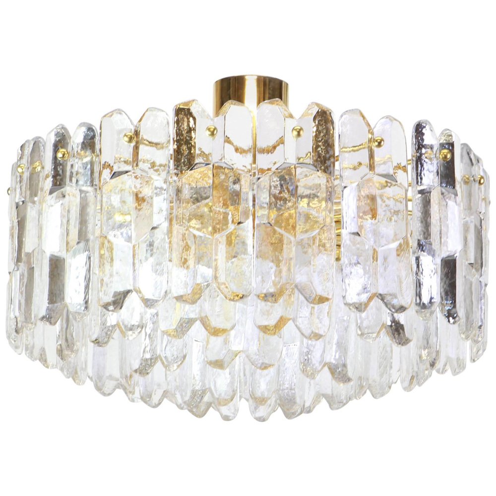 Gilt Brass and Murano Glass Light Fixture from Kalmar, Austria, 1970