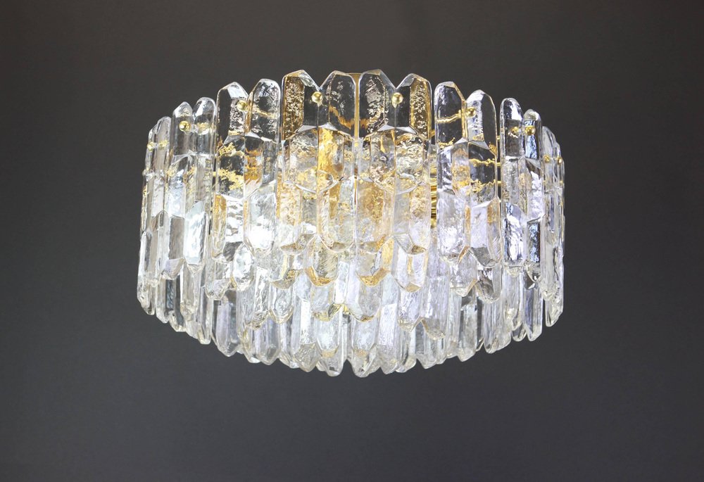 Gilt Brass and Murano Glass Light Fixture from Kalmar, Austria, 1970