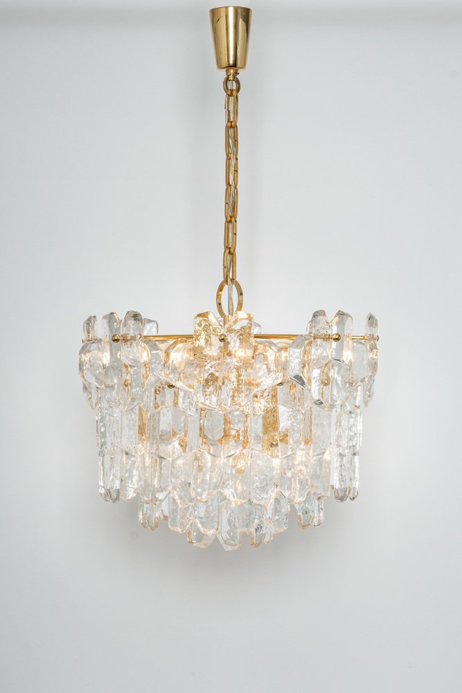 Gilt Brass and Murano Glass Palazzo Chandelier, Kalmar, Austria, 1970s