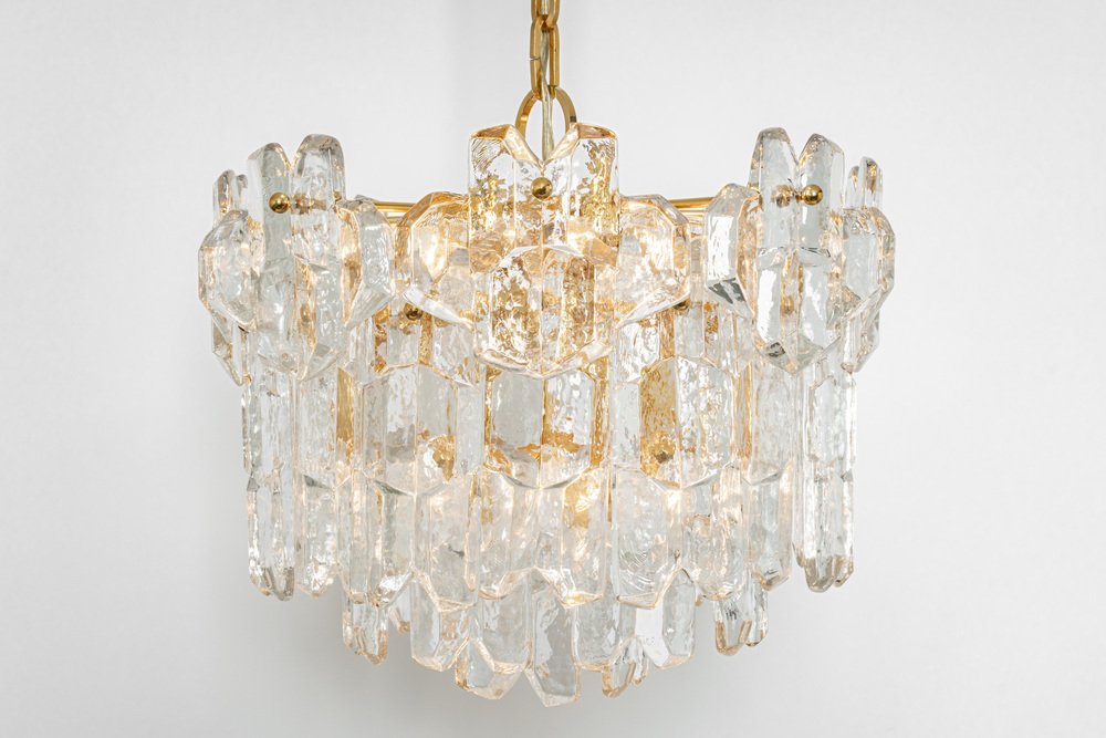 Gilt Brass and Murano Glass Palazzo Chandelier, Kalmar, Austria, 1970s